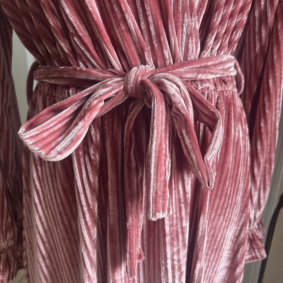 Pink Velvet Dress Belted Dress size Medium - Picture 6 of 7